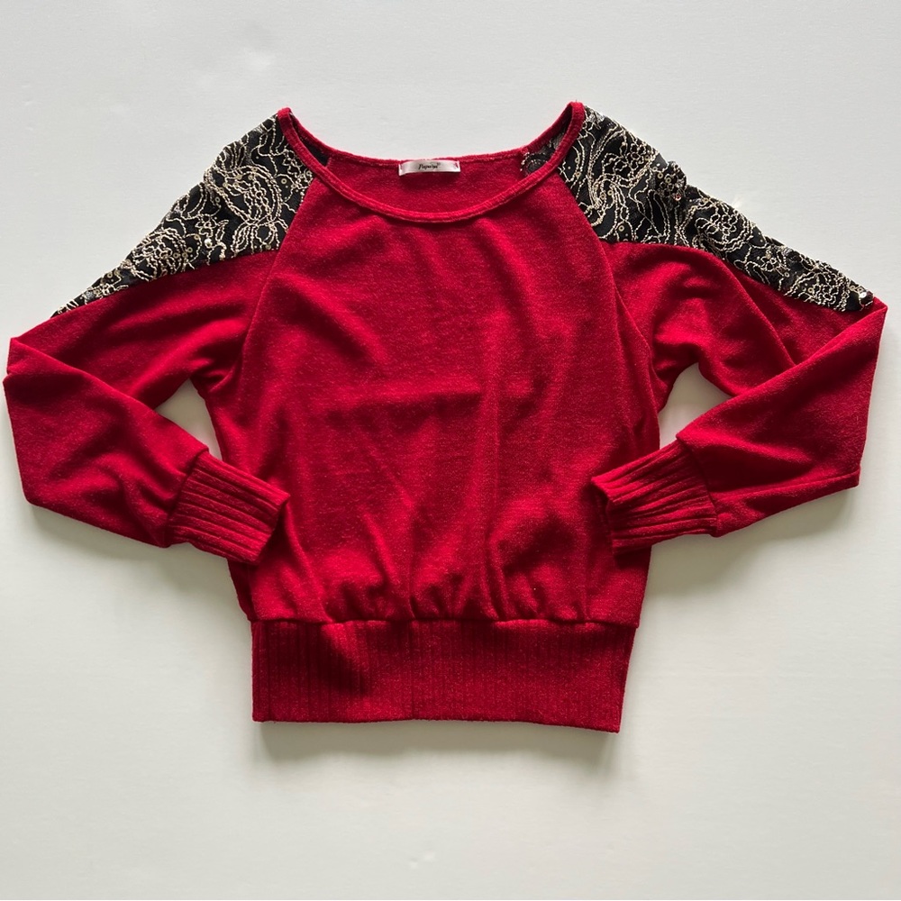 Papaya Red Sweater, Medium